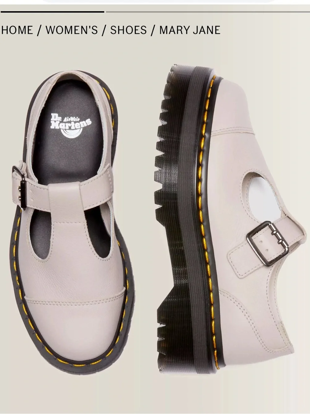 Dr. Martens Bethan Pisa Leather Platform Mary Jane — Vintage Taupe